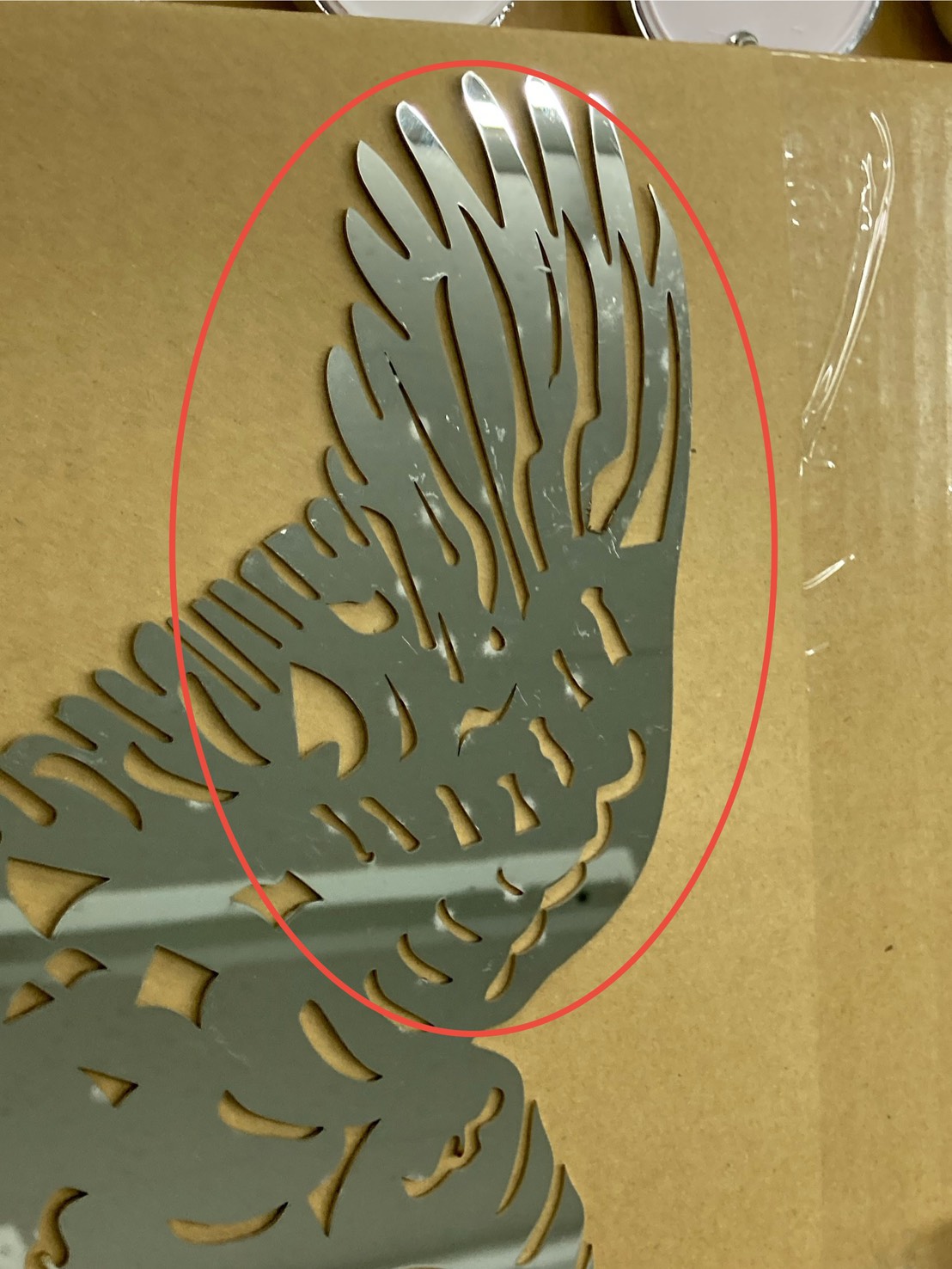 【訳あり品】 鏡面ステンレス 飾りプレート(小) イーグル 鷹 飾り板 S8972R