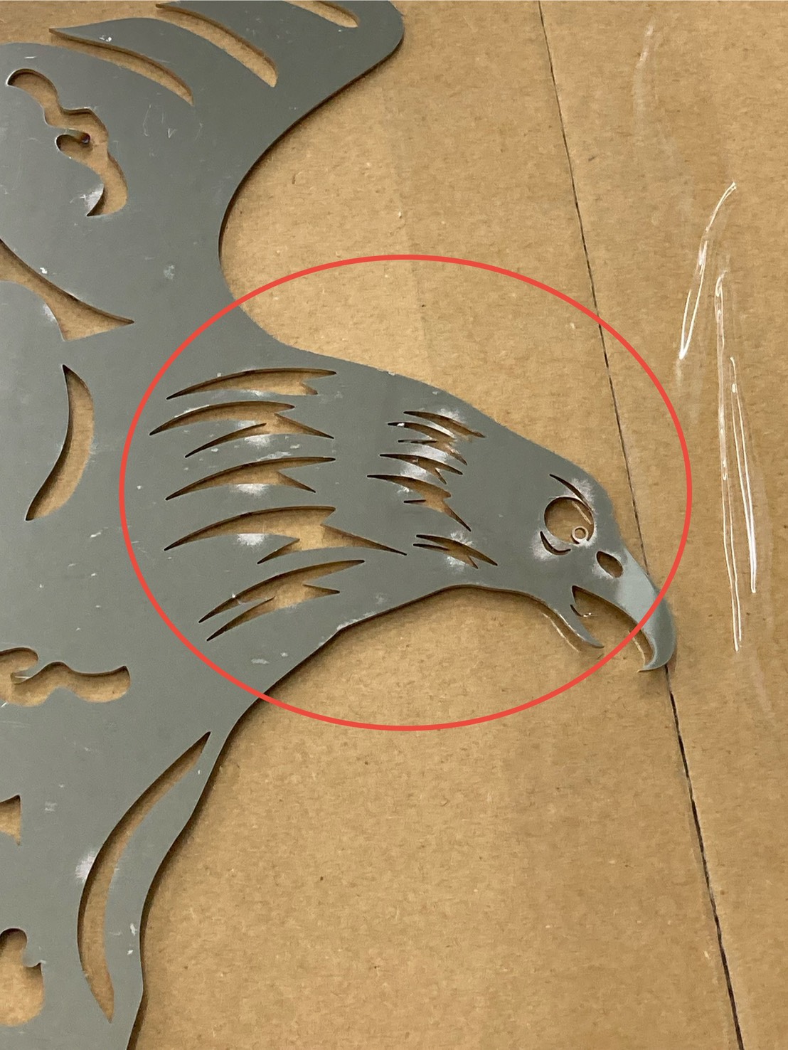 【訳あり品】 鏡面ステンレス 飾りプレート(小) イーグル 鷹 飾り板 S8972R