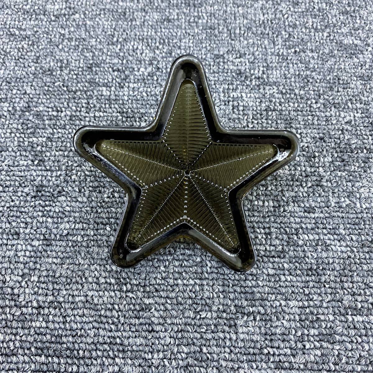ガラス製 5点留め 星マーカー 【黒/スモーク】 1個 土台付き
