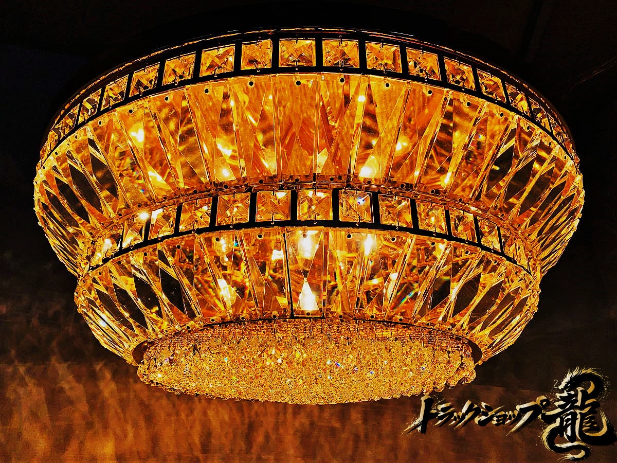 直径60cm天吊り 円形シャンデリア 円形2段 BA15S口金仕様 フルゴールド