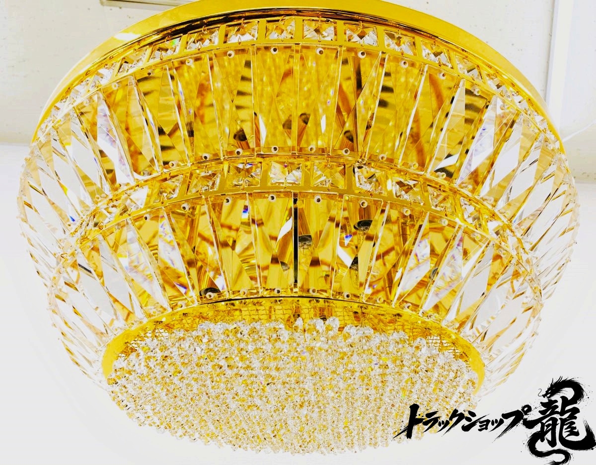 直径60cm天吊り 円形シャンデリア 円形2段 BA15S口金仕様 フルゴールド