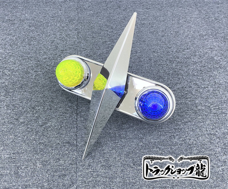 オリジナル 鏡面ステンレス 【16インチ】 一文字型 ホイールスピンナー 一体型マーカーステー 左右2個セット S0027S