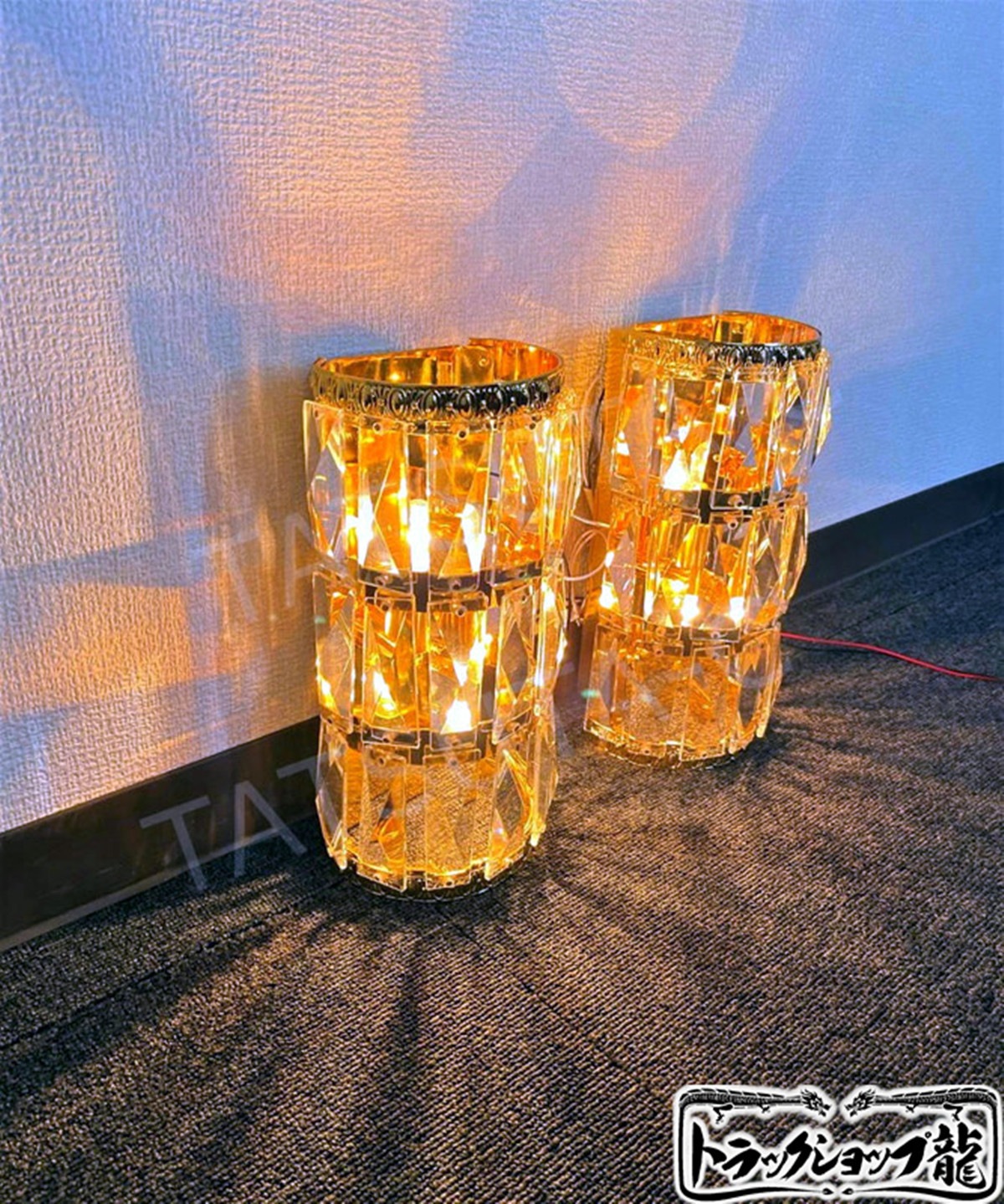 壁掛シャンデリア BA15S口金仕様２個セット フルゴールドメッキ  男の城 デコトラ　トラック部品パーツ　サロバス　車内照明　金華山　レトロ