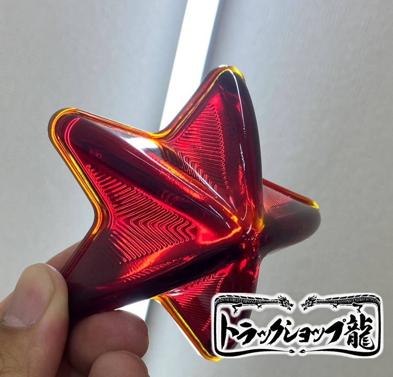 ガラス製 5点留め とんがり星マーカー 【赤/レッド】 1個 レンズのみ G0511S