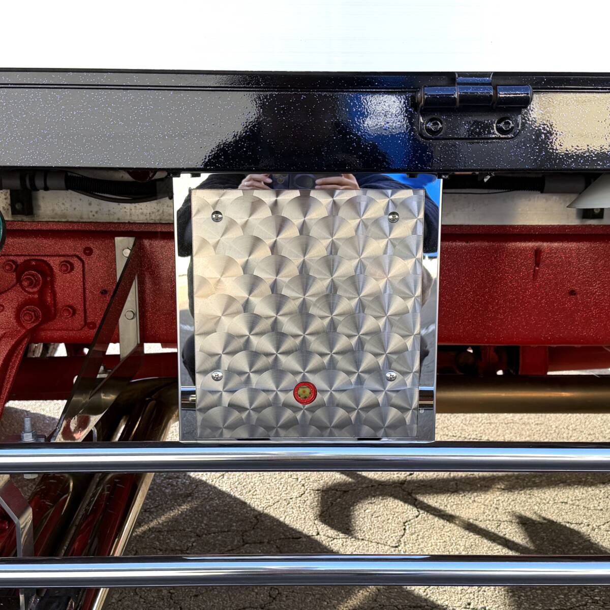 ステンレス製 トレクス油圧ボックスカバー用 菱アンドン 巾28㎝ 鏡面 菱抜き 大型 ウイング デコトラ トラックパーツ S0635S