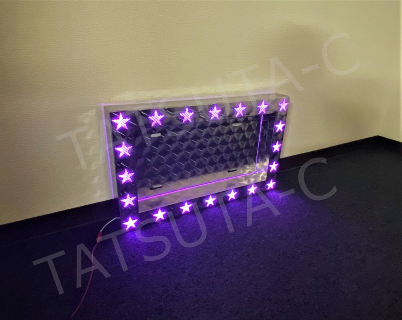 ステンレス 中型 ナンバー枠 鱗柄 星抜き 24V LED 色が変えられる仕様 汎用 星型 ナンバーフレーム S0552S