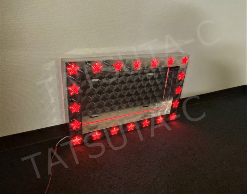 ステンレス 中型 ナンバー枠 鱗柄 星抜き 24V LED 色が変えられる仕様 汎用 星型 ナンバーフレーム S0552S
