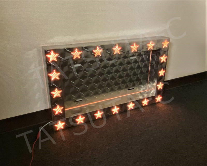 ステンレス 中型 ナンバー枠 鱗柄 星抜き 24V LED 色が変えられる仕様 汎用 星型 ナンバーフレーム S0552S