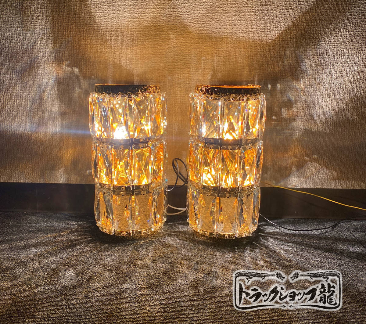 壁掛 シャンデリア 2個セット BA15S口金仕様 ゴールドメッキ 24面角