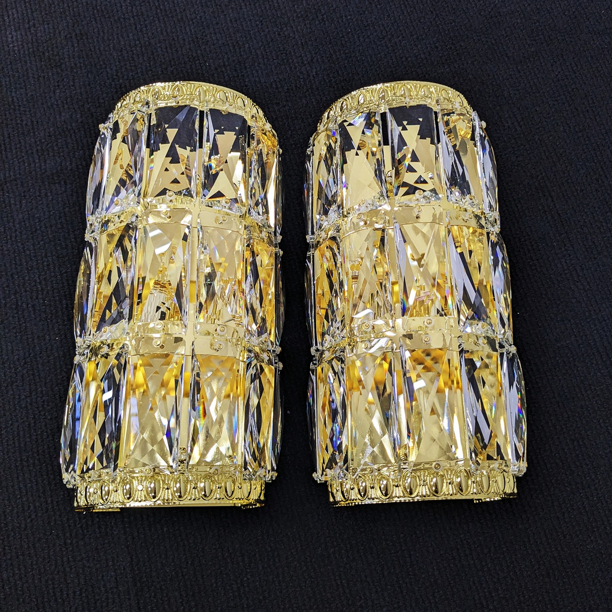 壁掛 シャンデリア 2個セット BA15S口金仕様 ゴールドメッキ 24面角