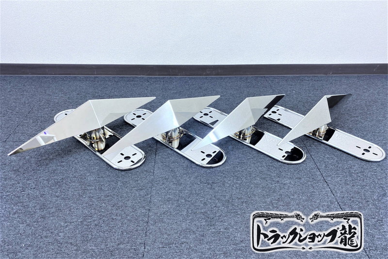 【訳あり品】 オリジナル 鏡面ステンレス 【22.5インチ】 一文字型 ホイールスピンナー 一体型マーカーステー 左右4個セット S8030D