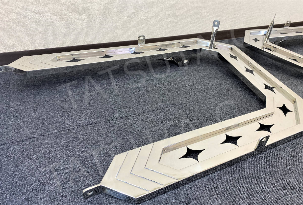 4t 中型 ステンレス ミラーステー 左右セット 25角パイプ 菱抜き