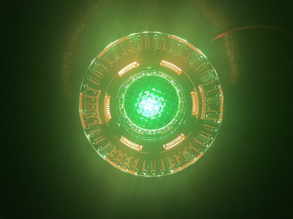 メッキリング付き クリスタル UFOマーカー 色染めガラス 1個 【緑×黄】 サイドマーカー G0326P