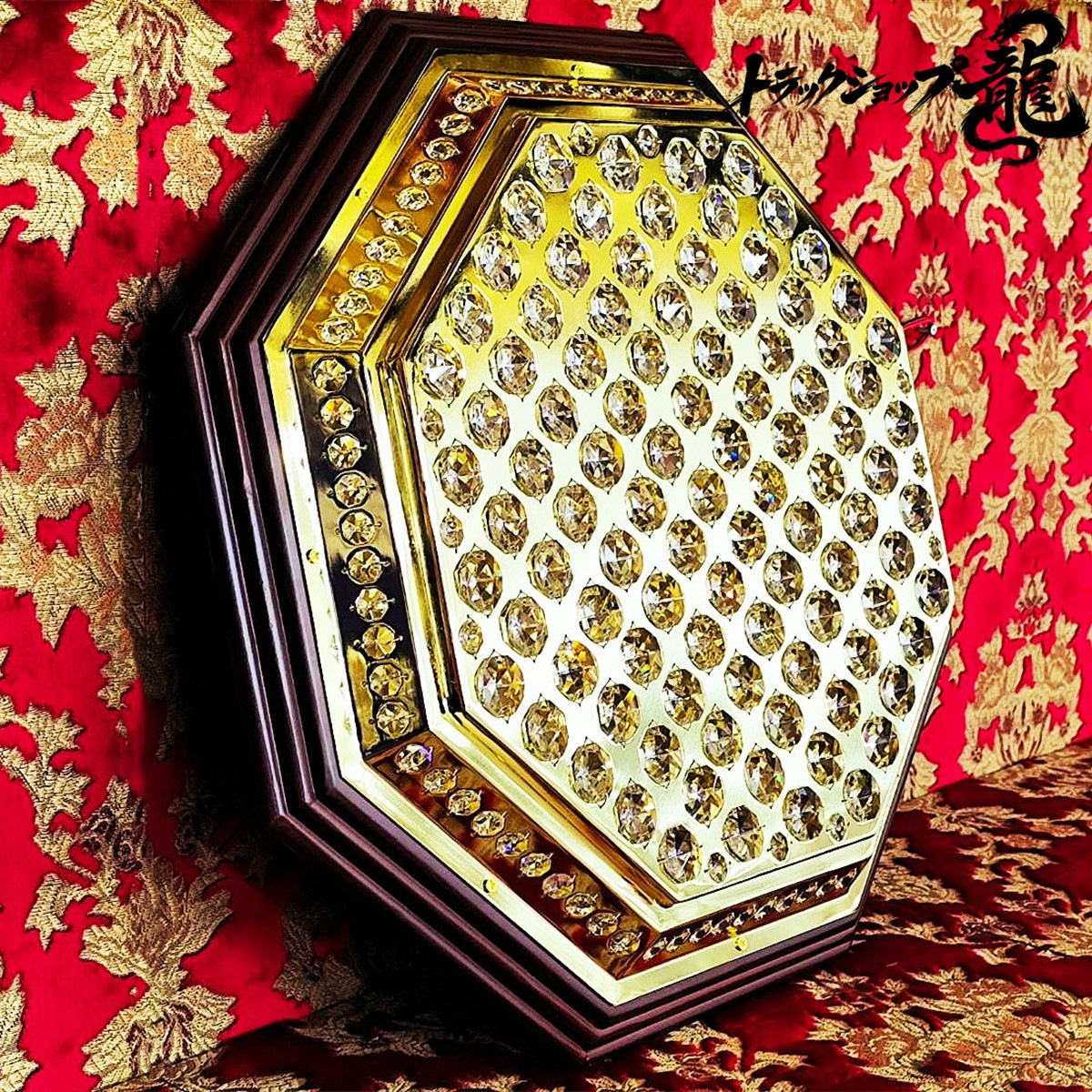 オリジナル新品 高品質 薄型 60㎝ 八角形 天吊り シャンデリア 木枠土台 フルゴールドメッキ オクタゴンビーズC0304S