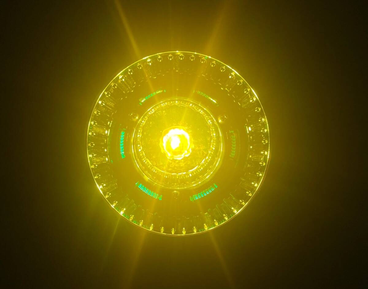 メッキリング付き クリスタル UFOマーカー 色染めガラス 1個 【黄×緑】 サイドマーカー G0319P