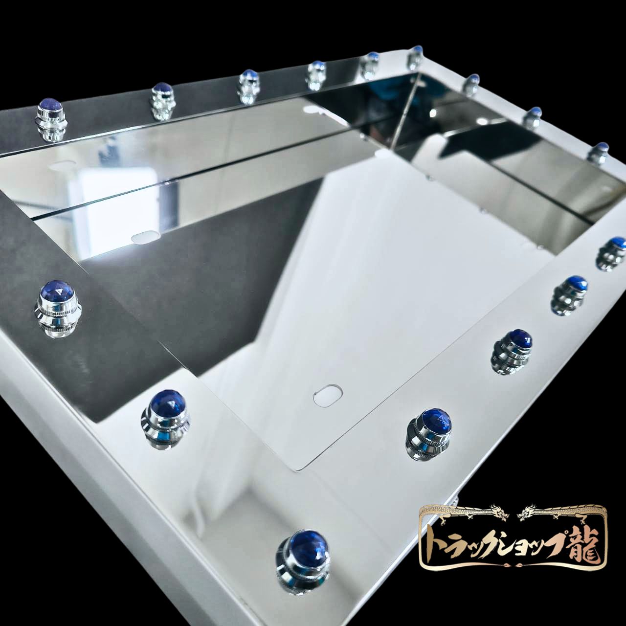 オリジナル 大型 50角 鏡面 パイロットナンバー枠 パイロットランプ穴付き ステンレス ナンバーフレーム 汎用 T0115S