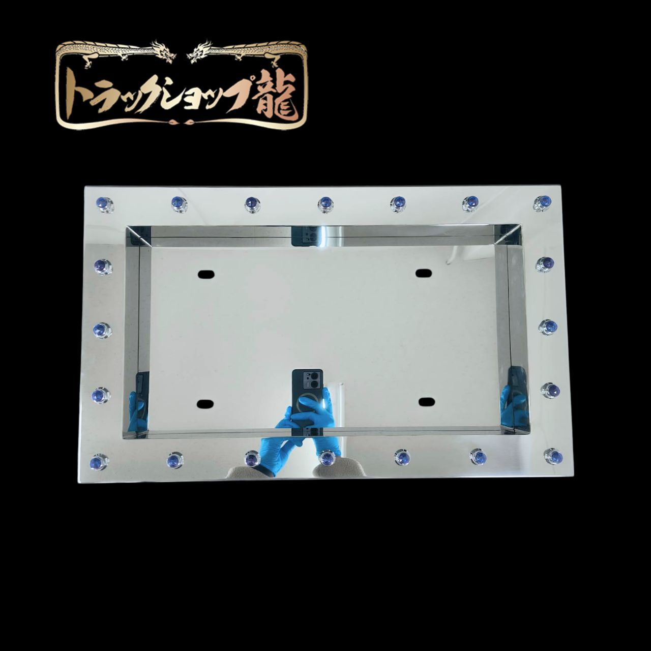 オリジナル 中型 50角 鏡面 パイロットナンバー枠 パイロットランプ
