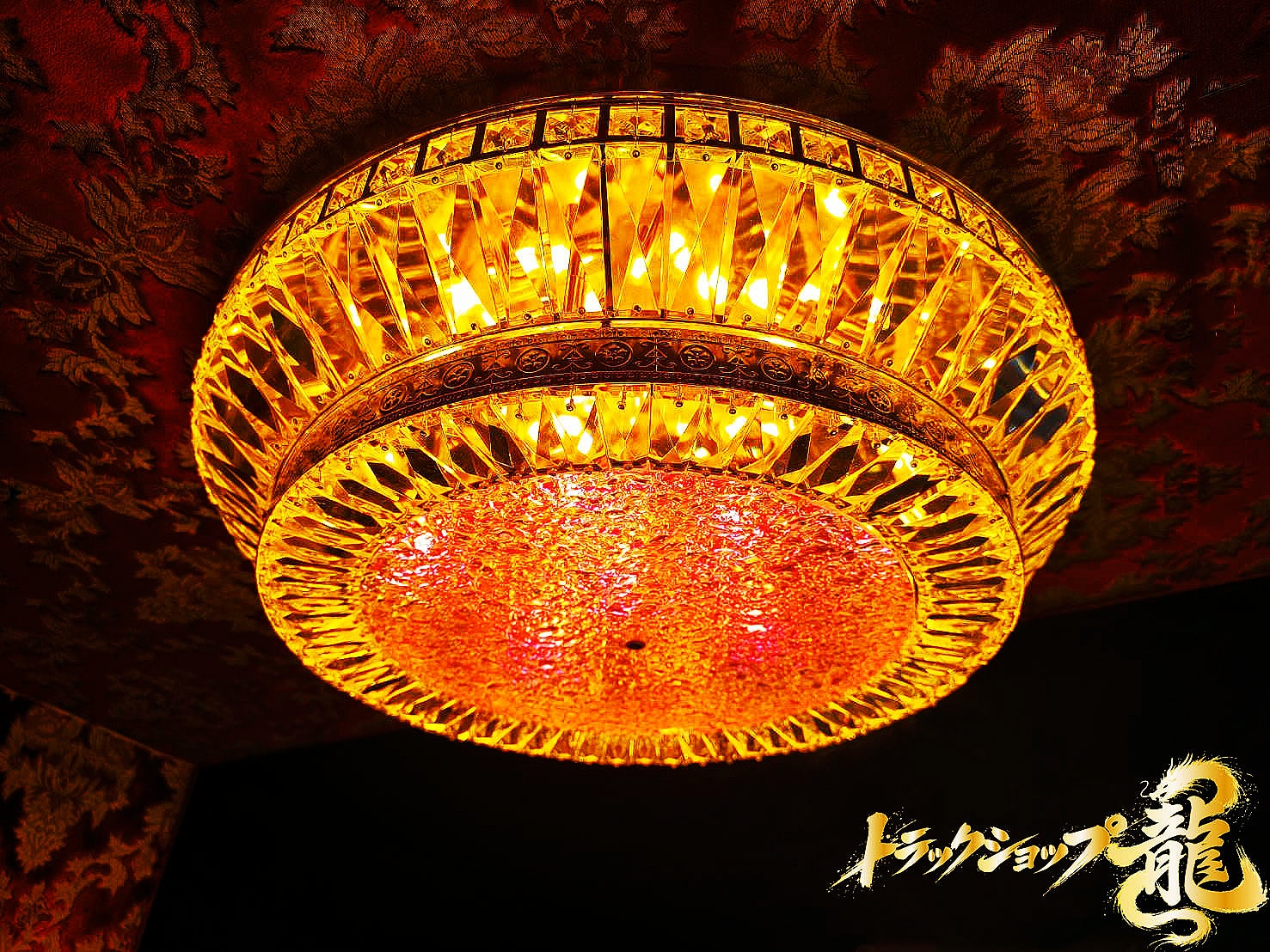 オリジナル！新品 Φ60cm オーロラ風 天吊り シャンデリア  フルゴールドメッキ クリスタルビーズ C0308S