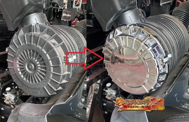 メッキ エアクリーナー 蓋 インテークカバー 日野 17レンジャー 標準