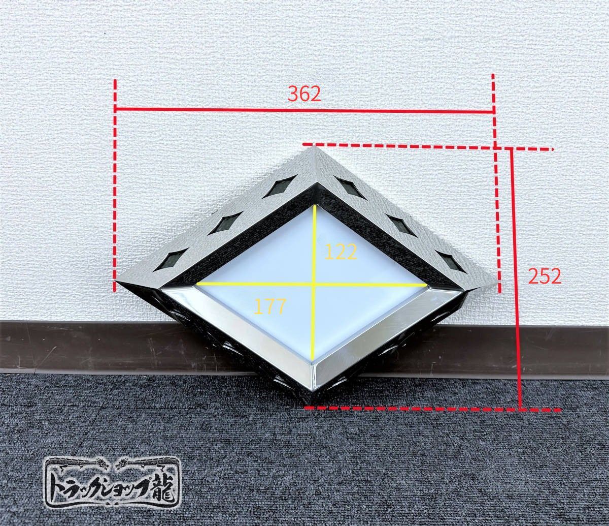 ステンレス 菱アンドン ハイタイプ 鏡面 菱抜き アクリル板/LEDライト ドアアンドン ドア行燈 フロントアンドン T0134S