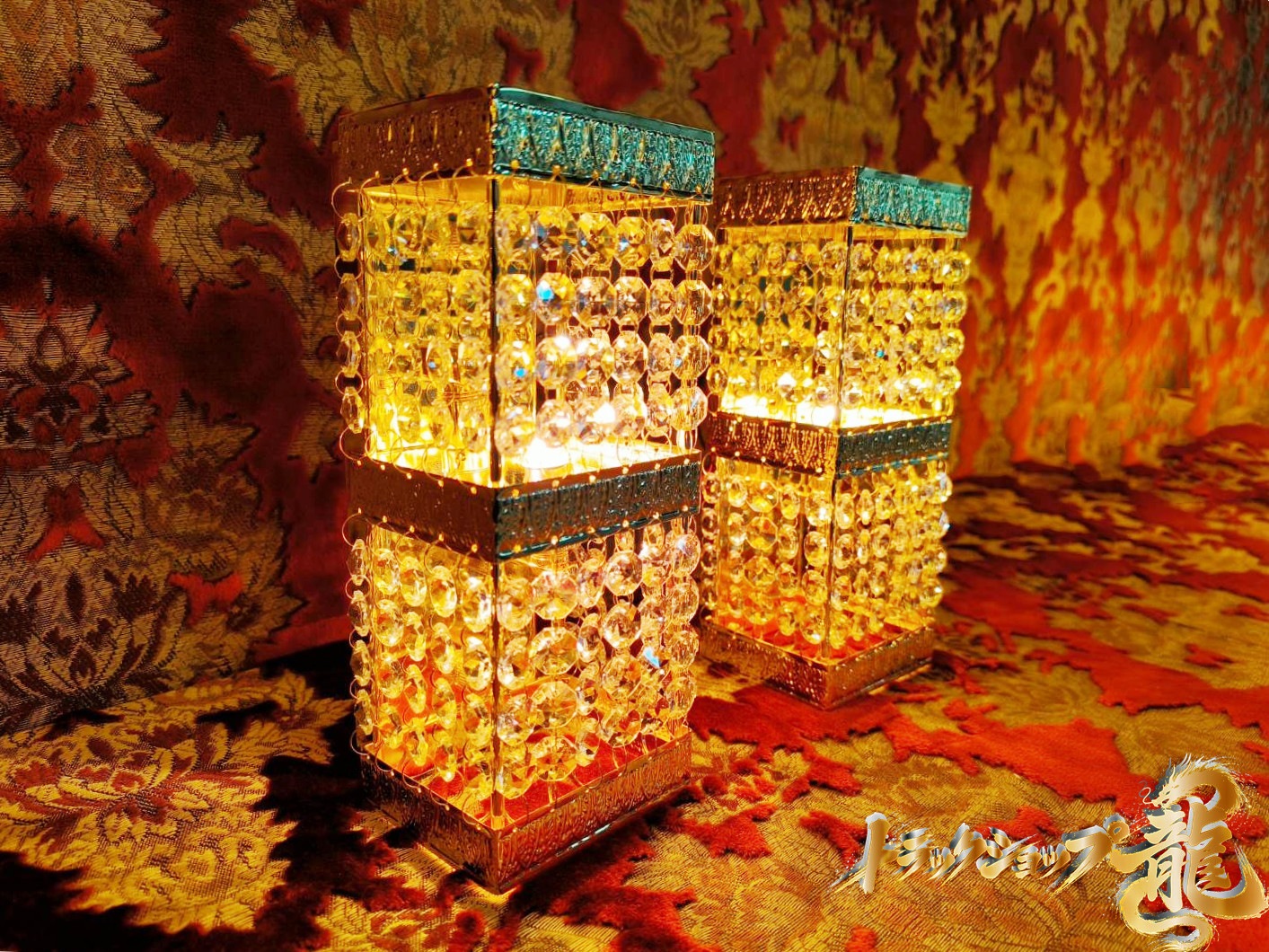 壁掛シャンデリア 2個セット フルゴールドメッキ 男の城 口金BA15S