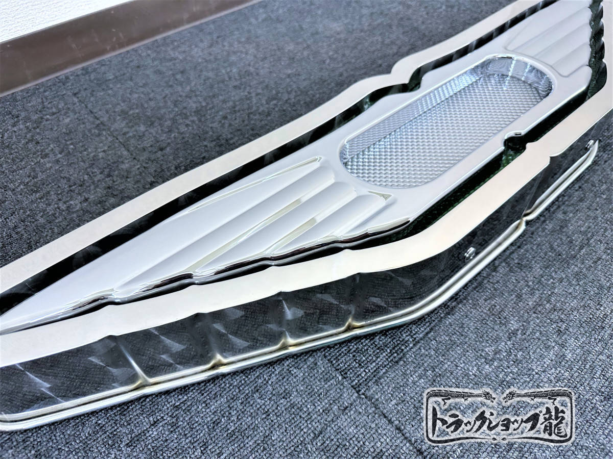 ステンレス 中型 バスマーク アンドン 【鏡面×鱗柄】 奥目 6mm丸棒巻き LEDライト付き 日野 ヒノアンドン S0568K
