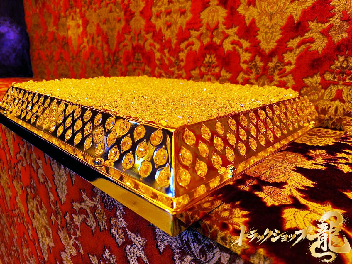 特価【訳あり品】幅60cm×50cm 天吊り 長方形型 シャンデリア ゴールドメッキ ステンレス製・真空メッキリング使用 09-C8307S