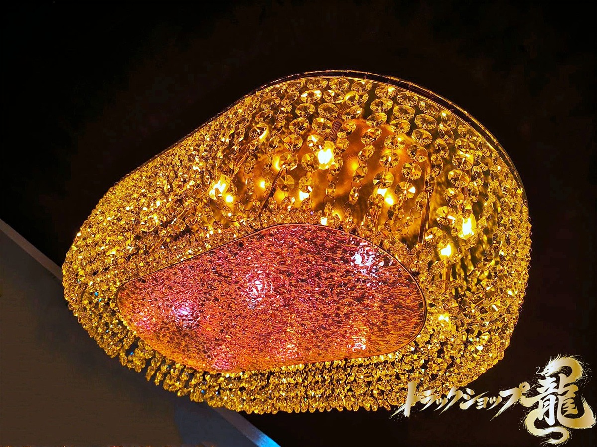 豪華 幅80cm×50cm オーバル型天吊り ナイアガラ シャンデリア ゴールドメッキ ステンレス製・真空メッキリング 高品質クリアビーズ C0300S