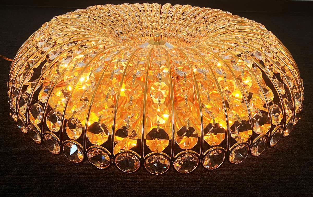 デコトラ　シャンデリア 直径60cm天吊りシャンデリア かぼちゃ型 BA15S口金仕様 フルゴールド