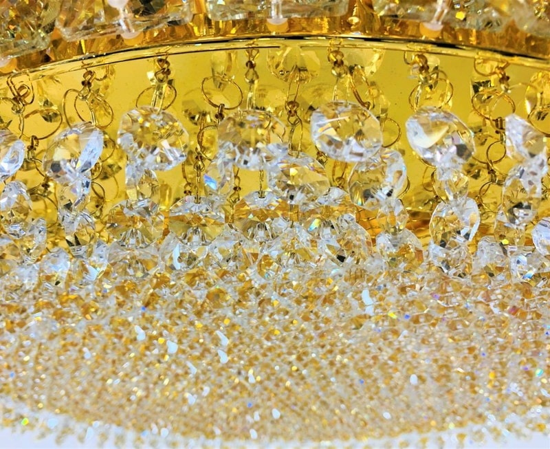 直径60cm天吊りシャンデリア ケーキ型 円形 2段 フルゴールドメッキ