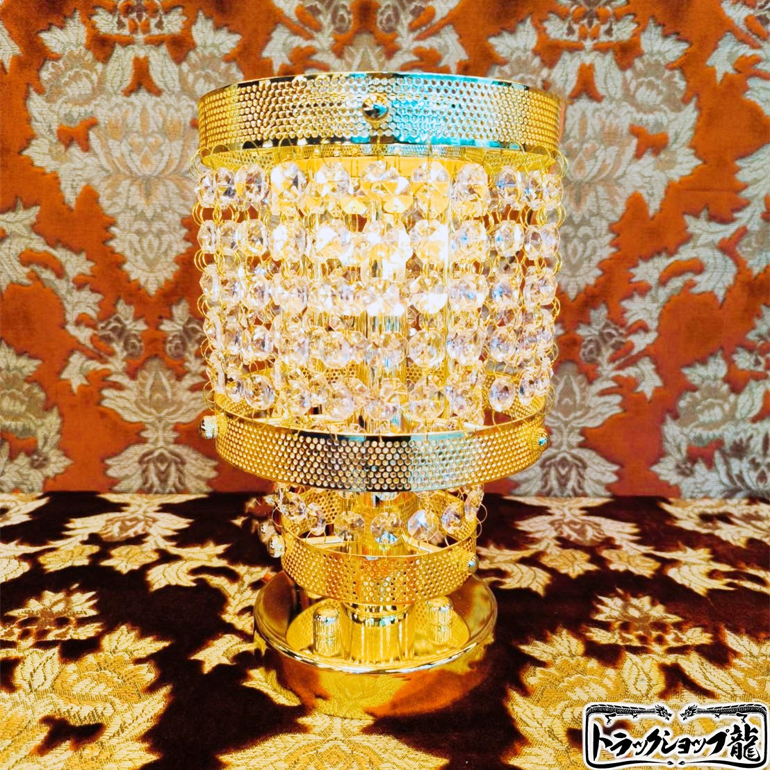 高品質 円柱型 スタンド 置き型シャンデリア 小 フルゴールドメッキ