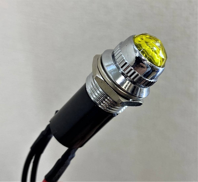 パイロットランプ 【レモン/黄】 1個 16φ 24V LEDランプ ダイヤカット 配線4本 D0685S