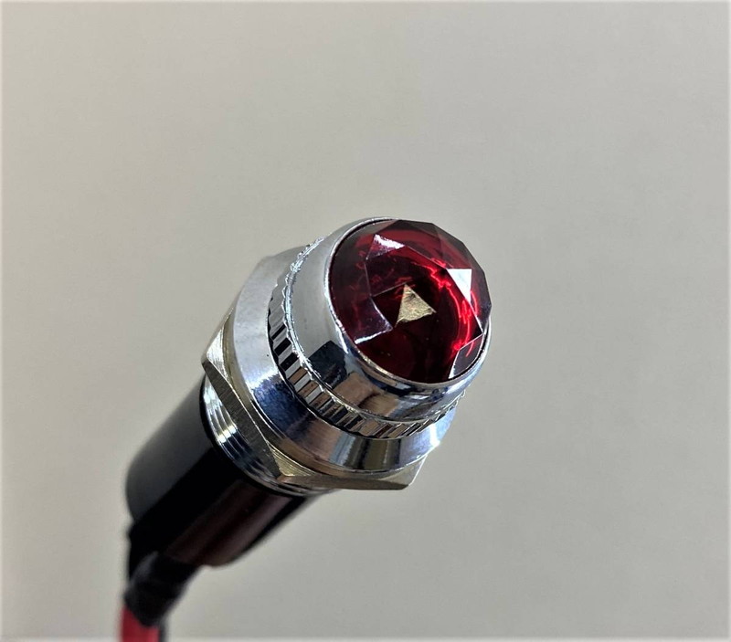 パイロットランプ 【レッド/赤】 1個 16φ 24V LEDランプ ダイヤカット 配線4本 D0681S