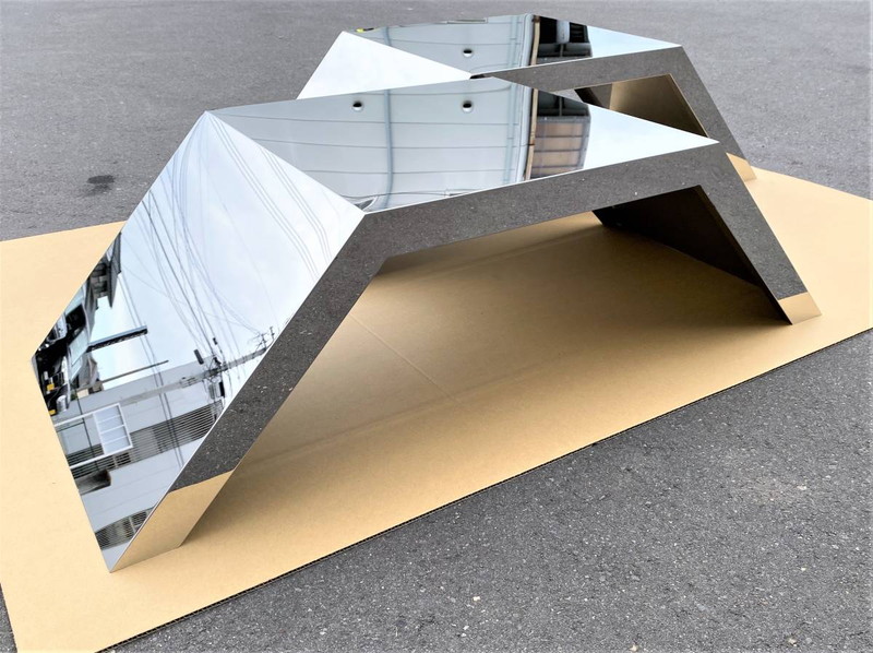 ステンレス リアフェンダー 2枚セット 4t 中型 増トン用 鏡面 補強あり ハウスフェンダー バスフェンダー 泥除け T0014S