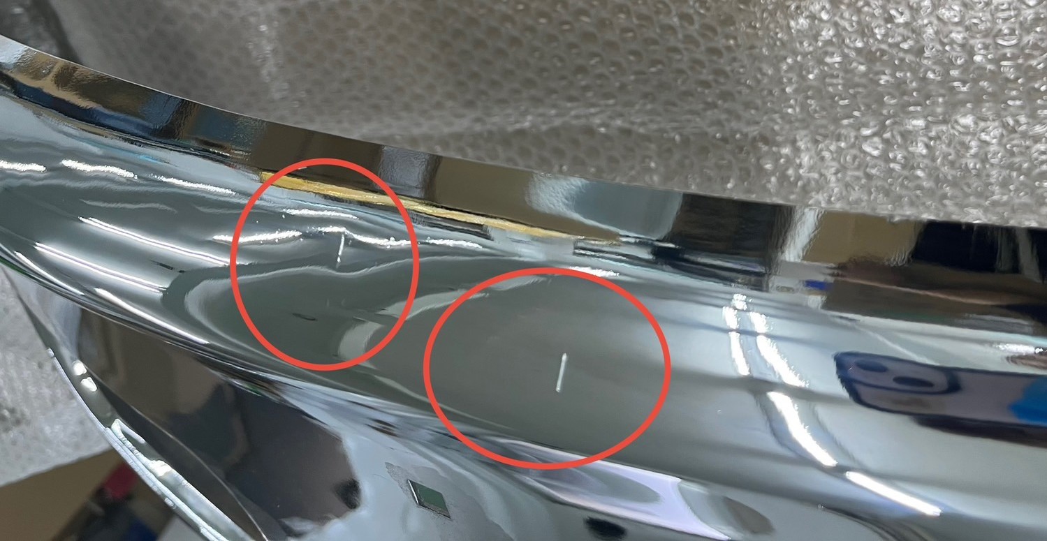 【訳あり/未使用品】メッキ フロントバンパー ステー付き 三菱ふそう NEWキャンター 標準 前期/後期 M8333S