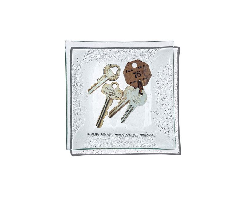 PUEBCO | PRINTED GLASS TRAY "Key" �ץ��ƥå� ���饹�ȥ쥤 ����/��