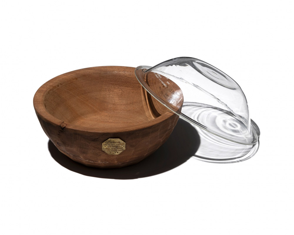 PUEBCO | VINTAGE WOODEN BOWL WITH GLASS ơåɥܥ륬饹դ