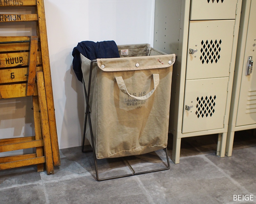 BasShu | Laundry Bag with Iron Frame Khaki ���ɥ꡼�Хå� �ե졼���� ������
