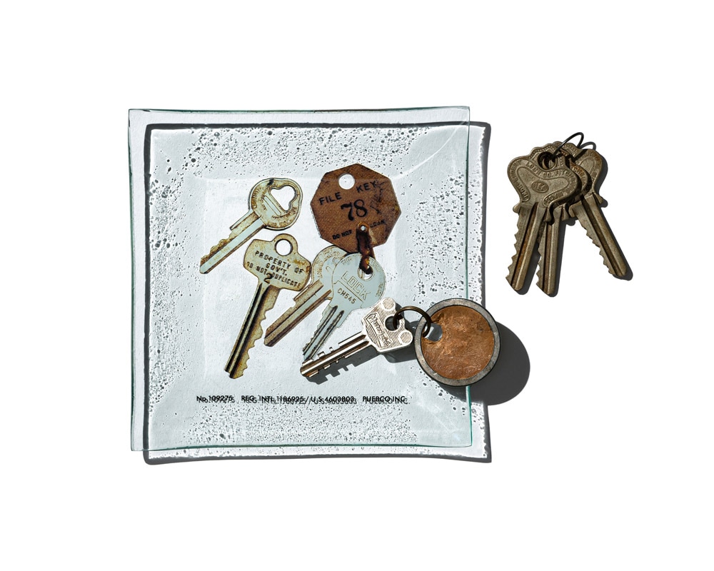 PUEBCO | PRINTED GLASS TRAY "Key" �ץ��ƥå� ���饹�ȥ쥤 ����/��