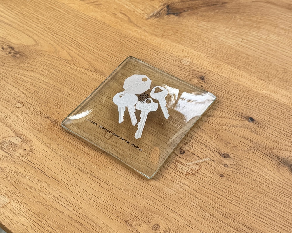PUEBCO | PRINTED GLASS TRAY "Key" �ץ��ƥå� ���饹�ȥ쥤 ����/��