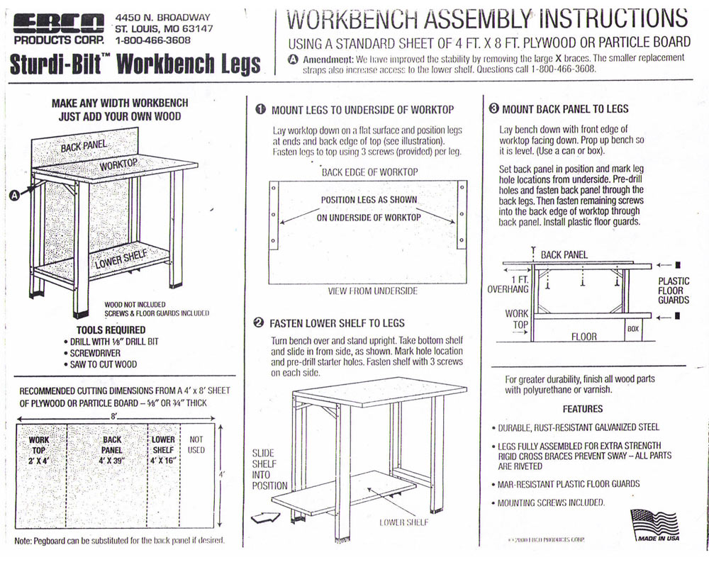 EBCO | Sturdi-Bilt Work Bench Kits ǥӥȥ٥å