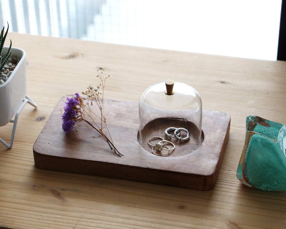 DETAIL | Glass Dome With Wood Plate [2size] ���饹�ɡ��०�������åɥץ졼��