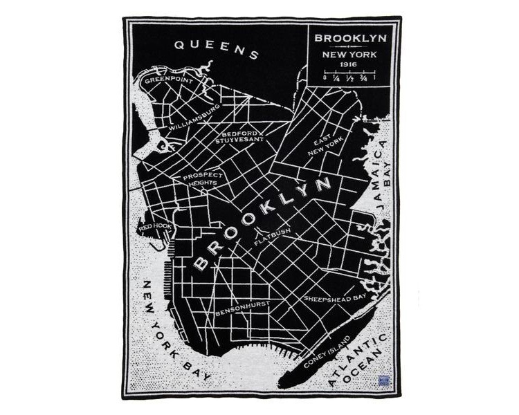 FARIBAULT WOOLEN MILL | Vintage City Map Wool Throw Brooklyn ���ƥ����ޥå� ������/�֥�󥱥å�