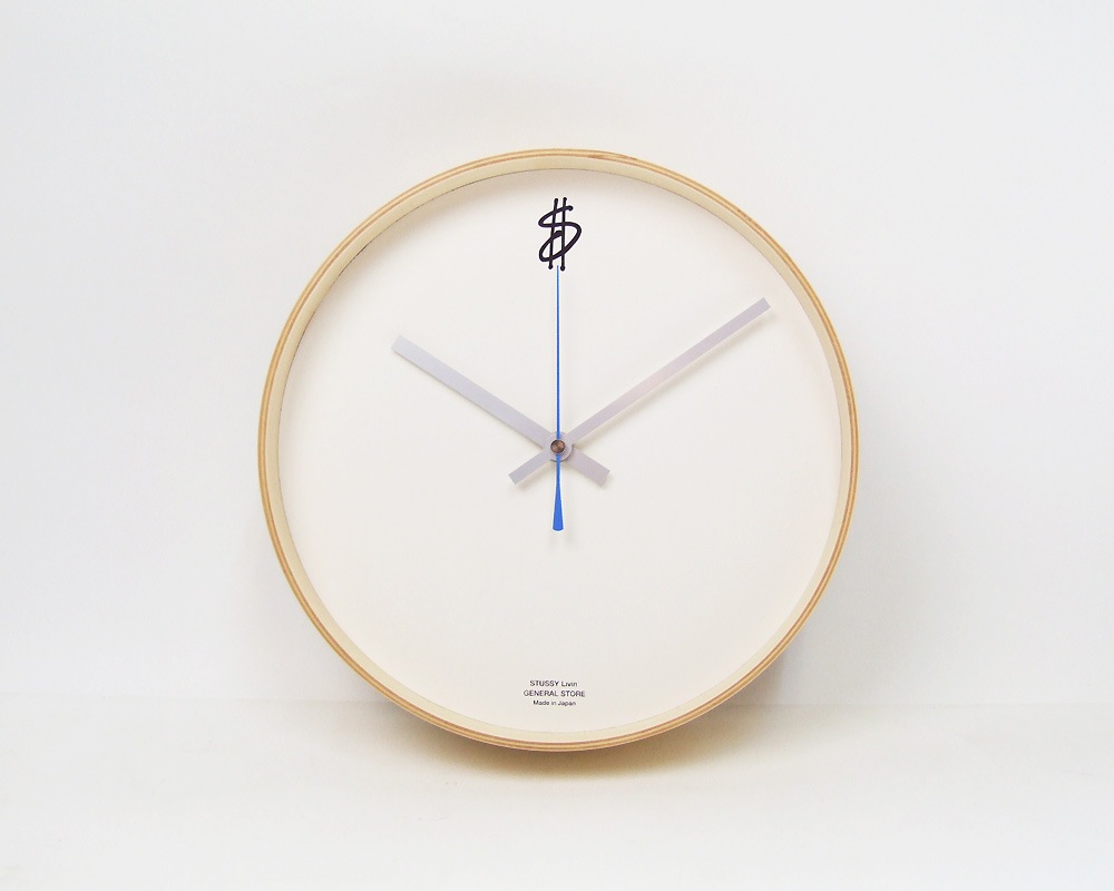 STUSSY Livin' General Store | ��Time is money�� Wall Clock by SAITO WOOD �����।���ޥ͡��������륯���å�