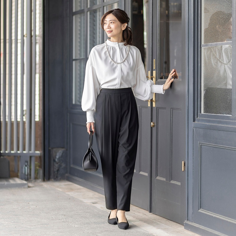 yori サイドギャザーセレモニーブラウス yori サイドギャザーブラウス クロ フォーマル セレモニー リボン