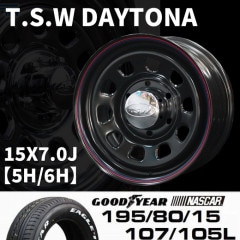 T.S.W DAYTONA 15X7.0J+20 5H/+35 6Hۡ+GOODYEAR NASCAR ۥ磻ȥ쥿 195/80/15 107/105L