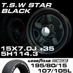 TSW STAR �֥�å� 15X7.0J+20 5H114.3��GOODYEAR NASCAR �ۥ磻�ȥ쥿�� 195/80R15���ۥ�����������䥻�å�
