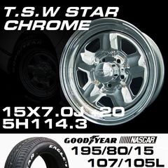 TSW STAR �������� 15X7.0J+20 5H114.3��GOODYEAR NASCAR �ۥ磻�ȥ쥿�� 195/80R15���ۥ�����������䥻�å�