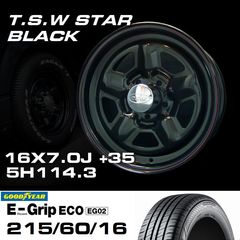 TSW STAR �֥�å� 16X7.0J+35 5H114.3��GOODYEAR E-GRIP ECO EG02 215/60R16���ۥ�����������䥻�å�