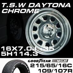 TSW DAYTONA �������� 16X7.0J+35 5H114.3��GOODYEAR NASCAR �ۥ磻�ȥ쥿�� 215/65R16C 109/107R���ۥ�����������䥻�å�
